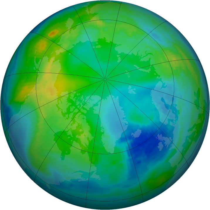 Arctic ozone map for 05 November 1988